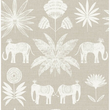 Manhattan Comfort Marseille Bazaar Light Grey Elephant Oasis 33 ft L X 205 in W Wallpaper BR4014-26433